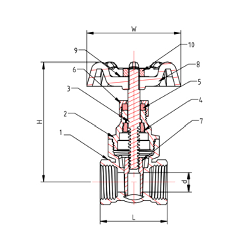 válvula de compuerta de bronce - planos de diseño